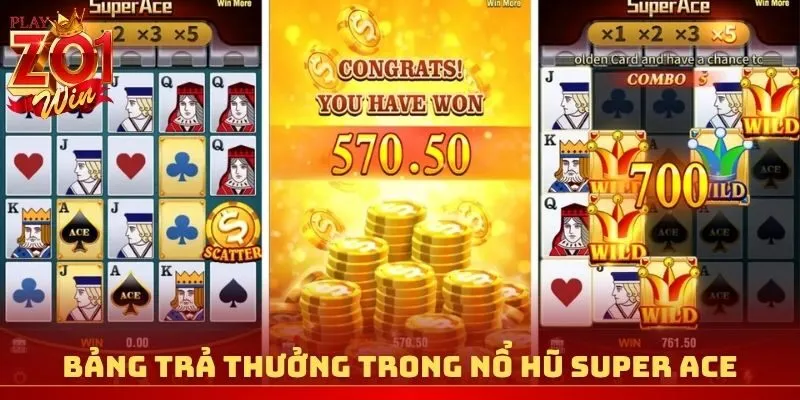 Bảng trả thưởng cho biểu tượng trong nổ hũ Super Ace