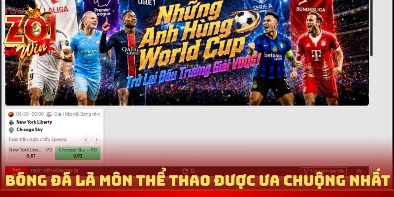 Bóng đá là môn thể thao được ưa chuộng nhất
