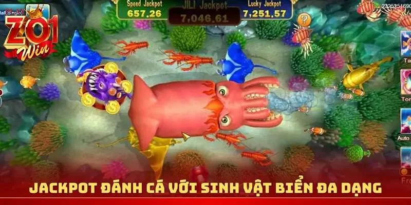 Jackpot Đánh Cá với hệ thống sinh vật biển đa dạng