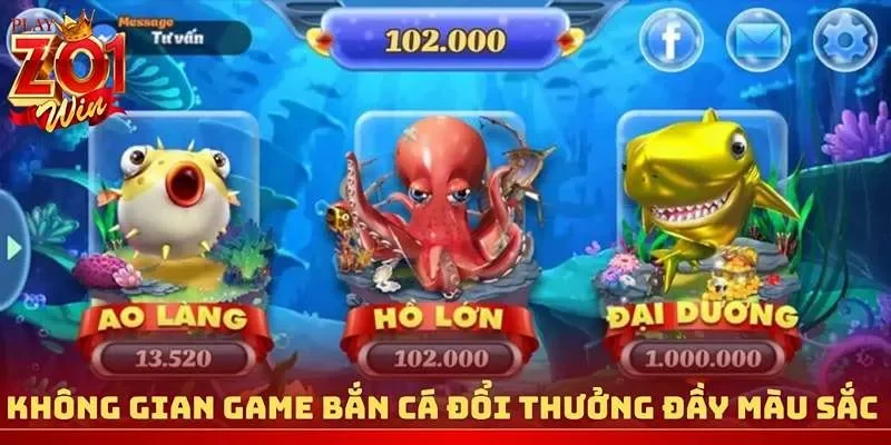 Không gian game bắn cá đổi thưởng đầy màu sắc