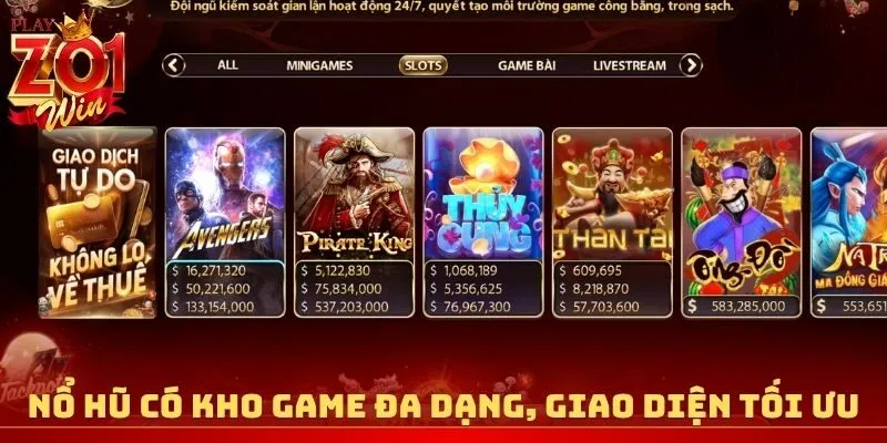 Nổ hũ có kho game đa dạng, giao diện trực quan