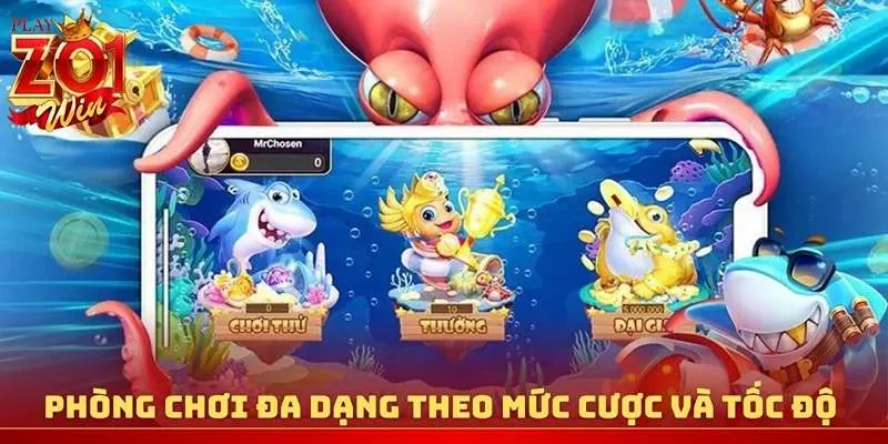 Phòng chơi đa dạng theo mức cược và tốc độ